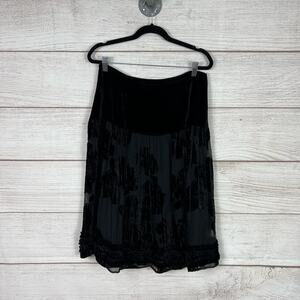 Gerard Darel Women's Black Velvet Sheer Floral Skirt Size 38/6